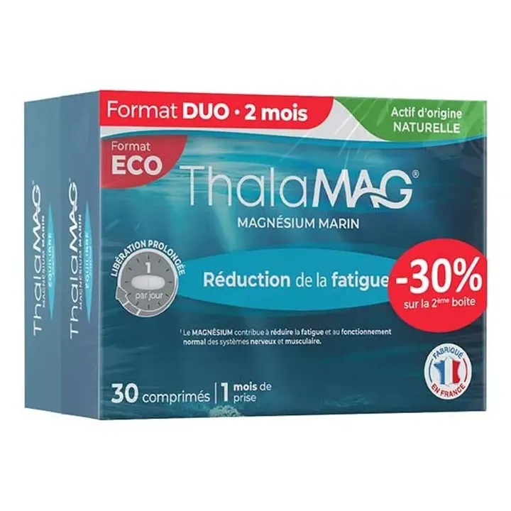 Magn&eacute;sium marin r&eacute;duction de la fatigue Thalamag - lot de 2 bo&icirc;tes de 30 comprim&eacute;s