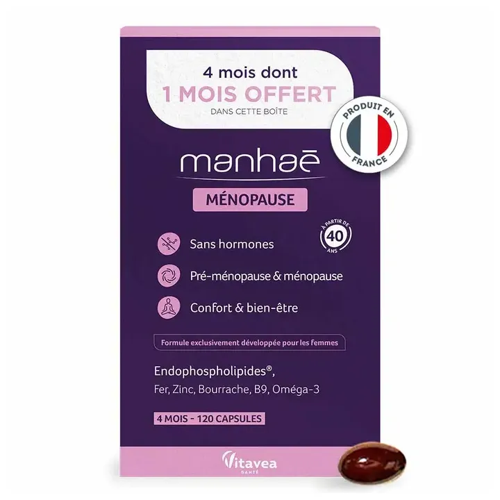 Manha&eacute; f&eacute;minit&eacute; m&eacute;nopause Nutrisant&eacute; - boite de 120 capsules