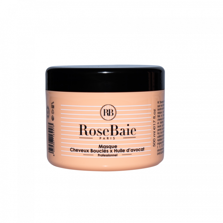 Masque cheveux boucl&eacute;s x huile d'avocat RoseBaie - pot de 500 ml