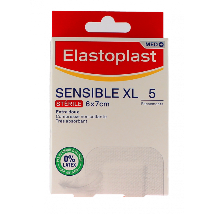 Med+ sensible pansement st&eacute;rile Elastoplast - boite de 5 pansements de 6x7cm