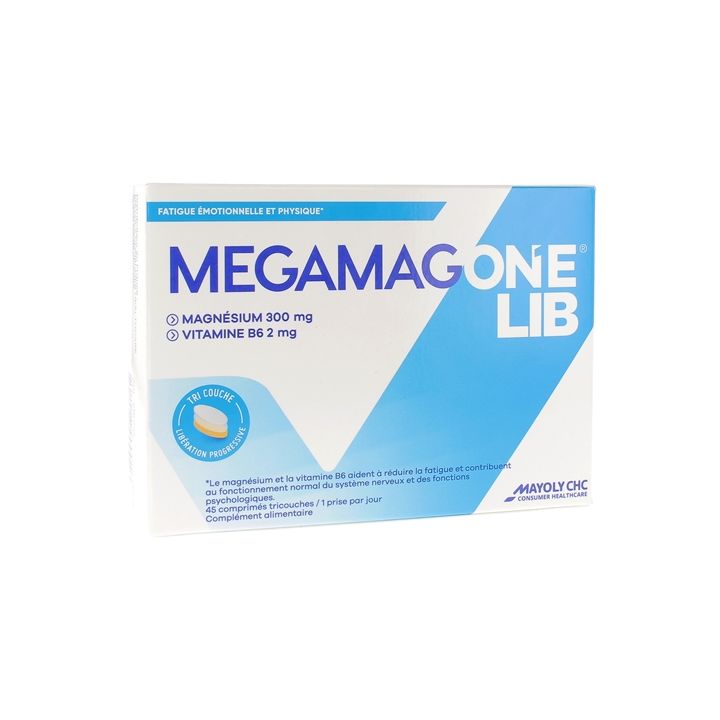 Megamag One Lib Fatigue &eacute;motionnelle et physique - bo&icirc;te de 45 comprim&eacute;s tricouches