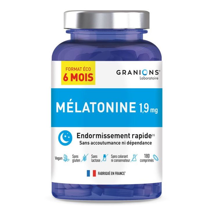 M&eacute;latonine 1,9mg endormissement rapide Granions - pot de 180 comprim&eacute;s