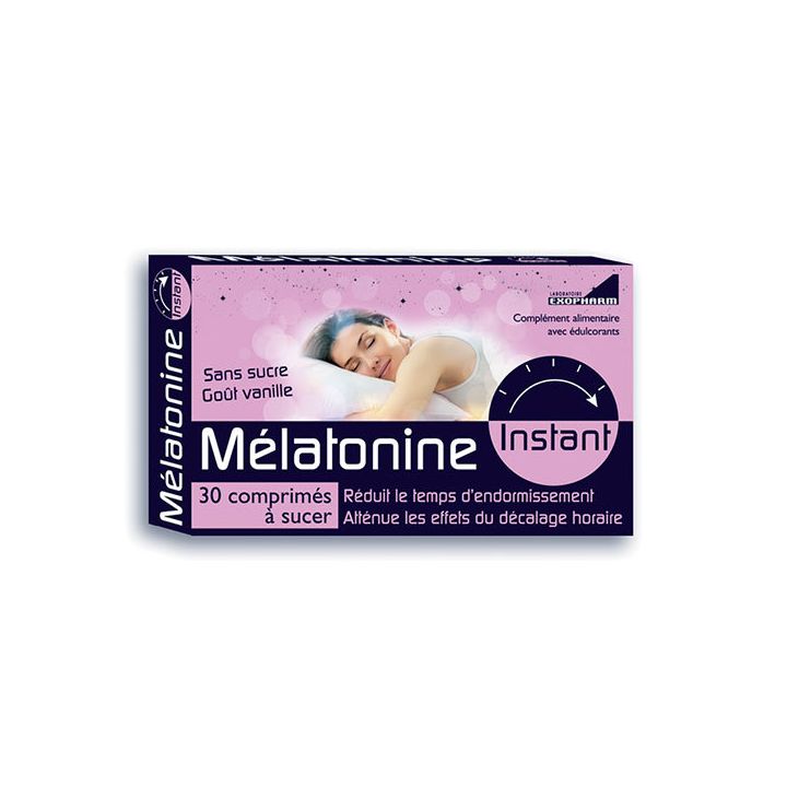 M&eacute;latonine instant go&ucirc;t vanille Exopharm - boite de 30 comprim&eacute;s &agrave; sucer