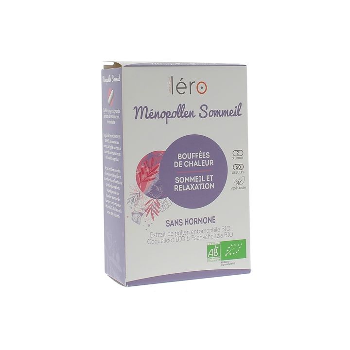 M&eacute;nopollen Sommeil & bouff&eacute;es de chaleur bio L&eacute;ro - bo&icirc;te de 60 g&eacute;lules