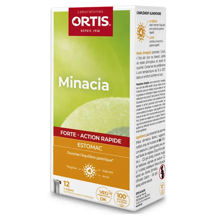 Minacia Forte Estomac action rapide Ortis - bo&icirc;te de 12 sticks