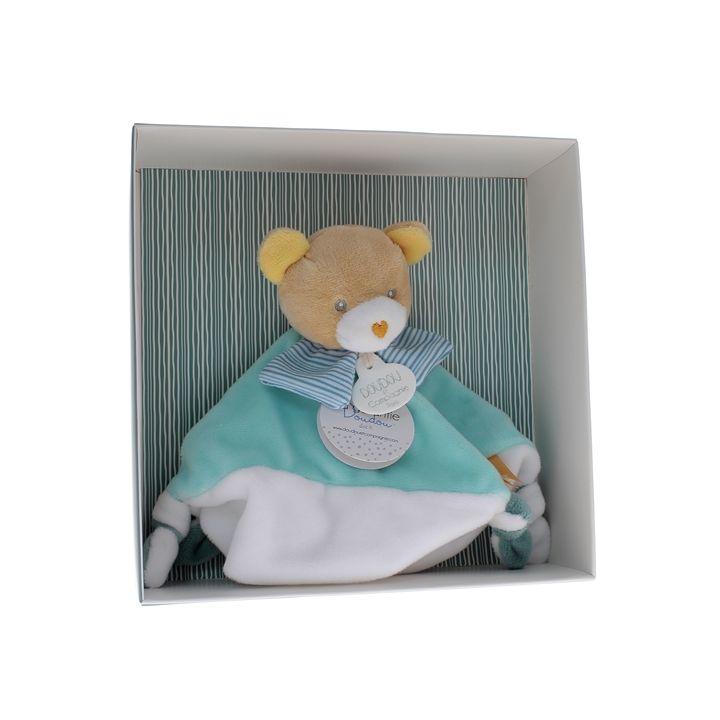 Mini doudou ours bleu Doudou et compagnie - bo&icirc;te avec doudou de 20 cm