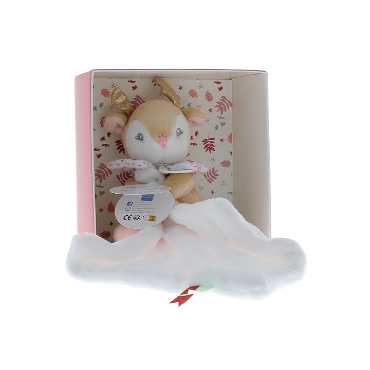 Mini doudou renne mouchoir Doudou et compagnie - bo&icirc;te avec doudou de 20 cm