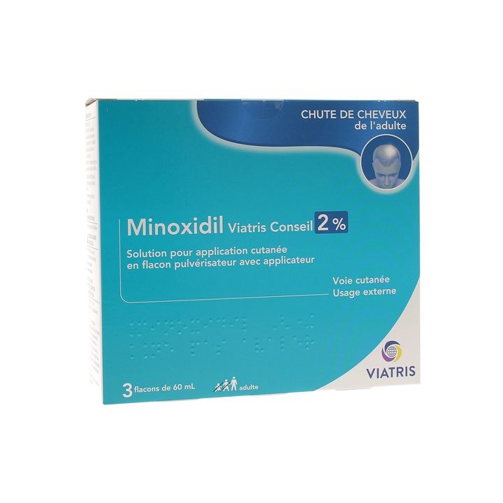 Minoxidil Viatris Conseil 2% - bo&icirc;te de 3 flacons de 60ml