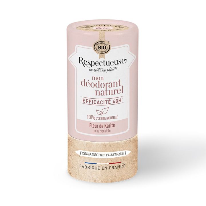 Mon d&eacute;odorant naturel fleur de karit&eacute; bio Respectueuse - stick de 50g