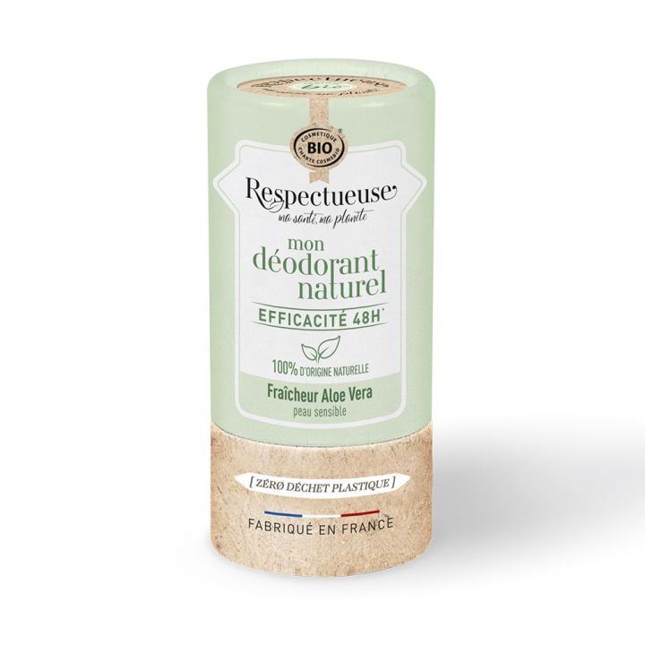 Mon d&eacute;odorant naturel fra&icirc;cheur Aloe Vera bio Respectueuse - stick de 50g