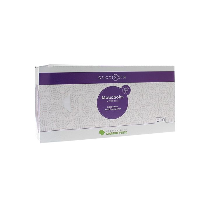 Mouchoirs blancs Marque Verte - bo&icirc;te de 100 mouchoirs