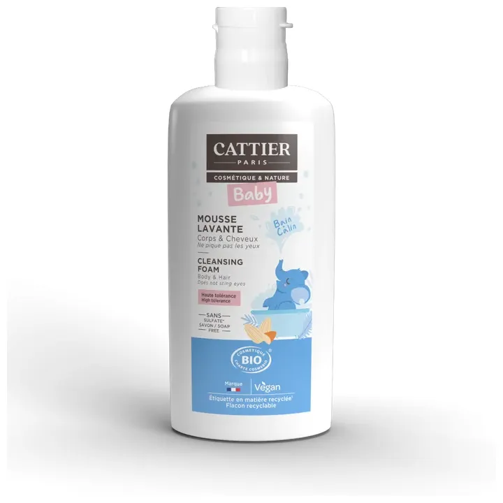 Mousse lavante b&eacute;b&eacute; bio Cattier - flacon de 150 ml