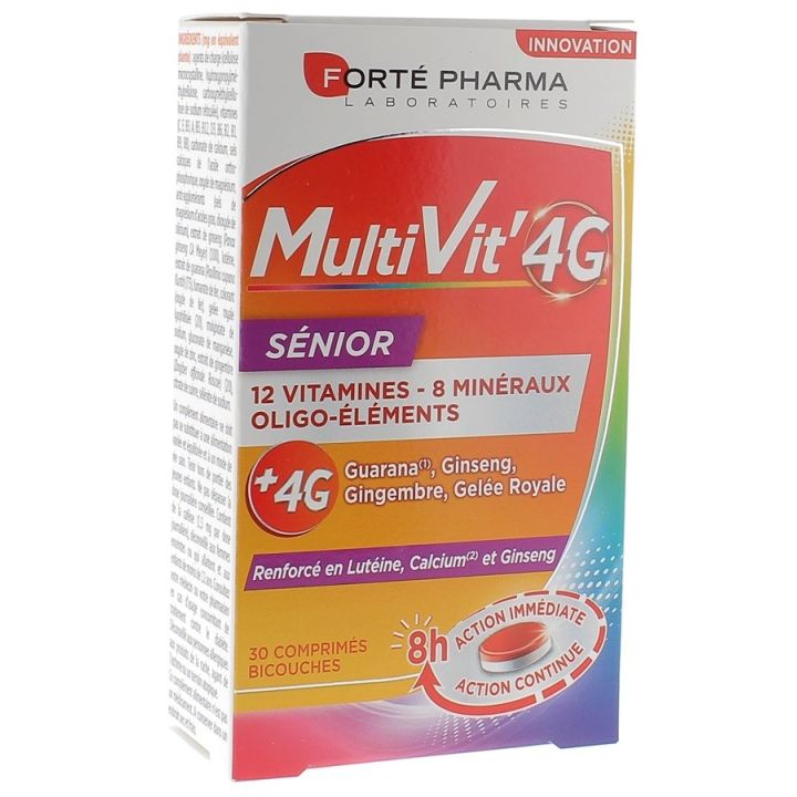 MultiVit' 4G S&eacute;nior Fort&eacute; Pharma - bo&icirc;te de 30 comprim&eacute;s bicouches