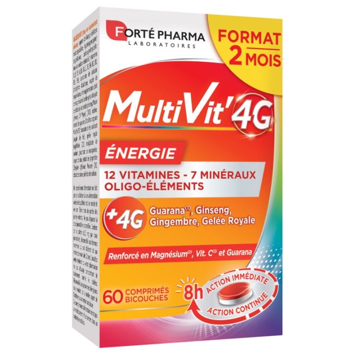 MultiVit' 4G &Eacute;nergie Fort&eacute; Pharma - bo&icirc;te de 60 comprim&eacute;s bicouches