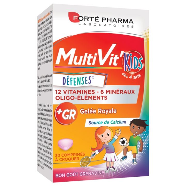 Multivit'Kids D&eacute;fenses Forte Pharma - bo&icirc;te de 30 comprim&eacute;s &agrave; croquer