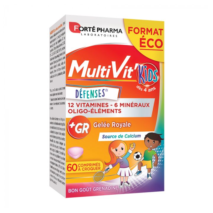 Multivit'Kids D&eacute;fenses Forte Pharma - bo&icirc;te de 60 comprim&eacute;s &agrave; croquer