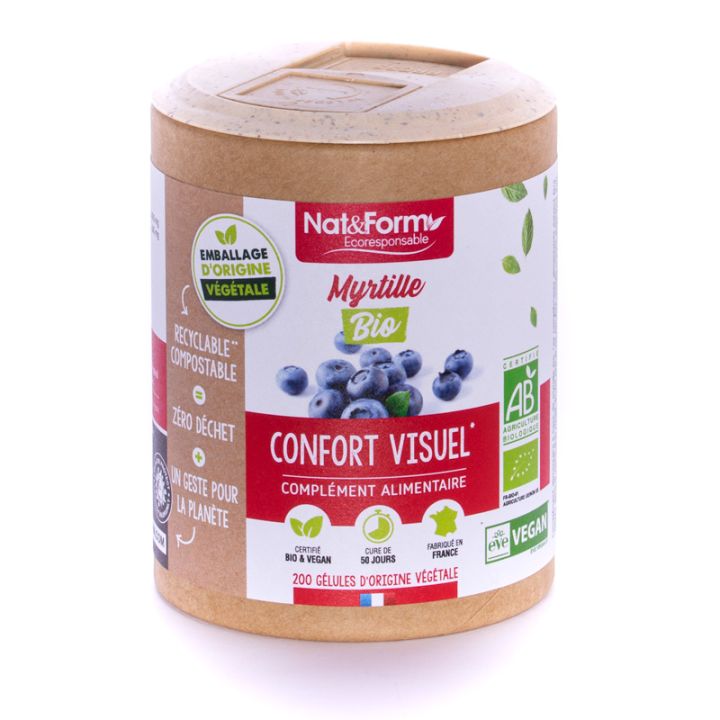 Myrtille Bio Ecoresponsable Nat&Form - Boite de 200 g&eacute;lules