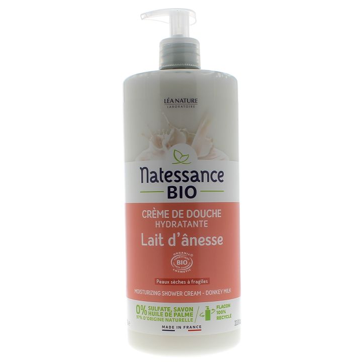 Natessance Cr&egrave;me de douche hydratante lait d'&acirc;nesse L&eacute;a Nature - flacon-pompe de 1L