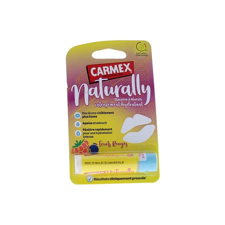 Naturally Baume &agrave; l&egrave;vres Intens&eacute;ment hydratant Fruits rouges Carmex - stick de 4g