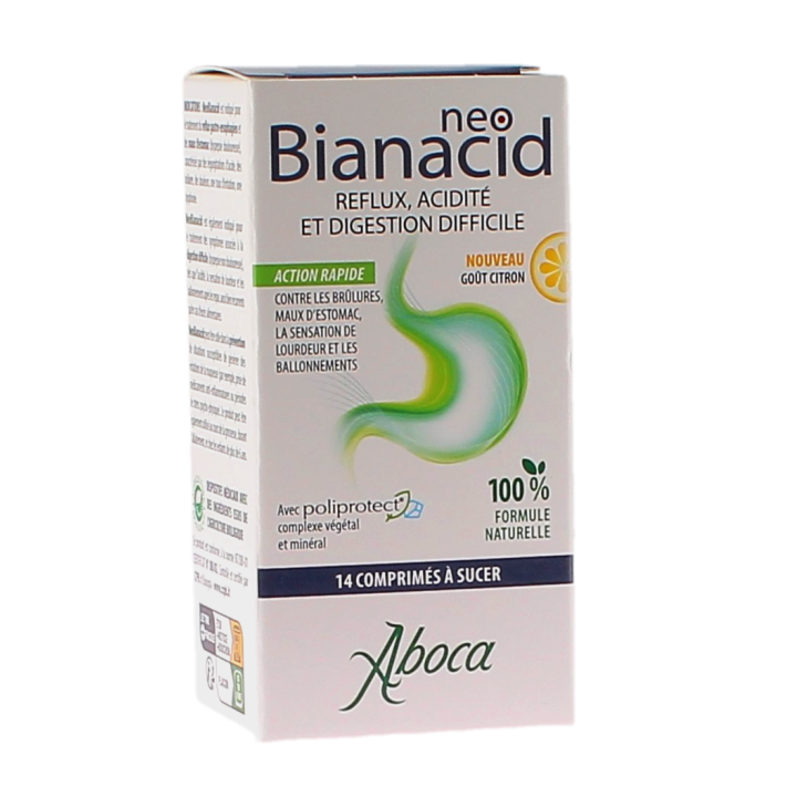 NeoBianacid acidit&eacute; et reflux go&ucirc;t citron Aboca - boite de 14 comprim&eacute;s &agrave; sucer