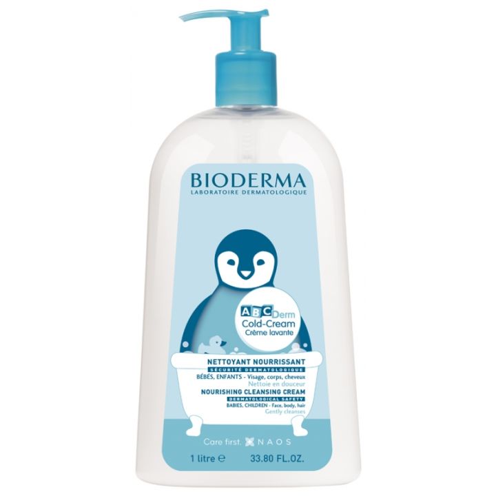 Nettoyant nourrissant b&eacute;b&eacute;s et enfants cold cream lavante Bioderma - flacon de 1 litre