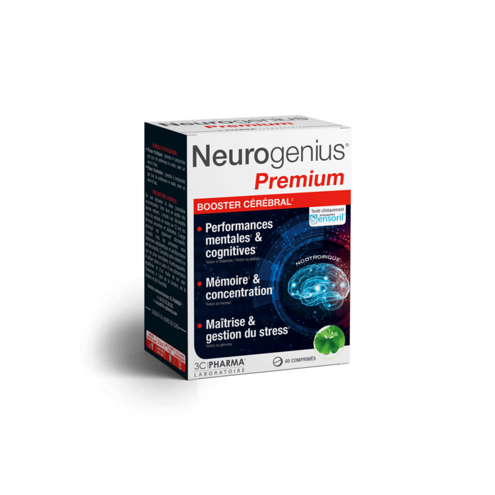 Neurogenius Premium booster c&eacute;r&eacute;bral 3C Pharma - bo&icirc;te de 60 comprim&eacute;s