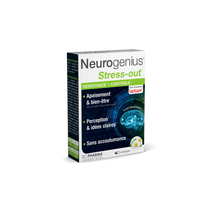 Neurogenius Stress-Out r&eacute;sistance & contr&ocirc;le 3C Pharma - bo&icirc;te de 30 g&eacute;lules