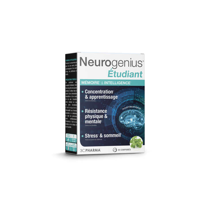 Neurogenius &Eacute;tudiant m&eacute;moire et intelligence 3C Pharma - bo&icirc;te de 30 comprim&eacute;s