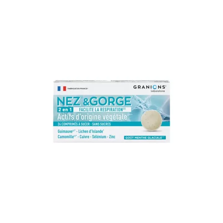 Nez-gorge 2en1 Granions - bo&icirc;te de 24 comprim&eacute;s &agrave; sucer