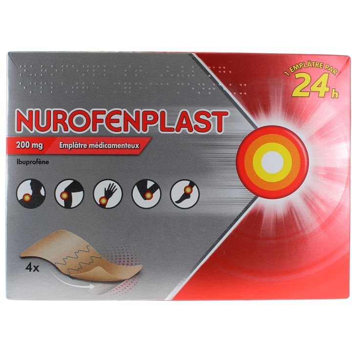 Nurofenplast 200 mg empl&acirc;tre m&eacute;dicamenteux - bo&icirc;te de 4 empl&acirc;tres
