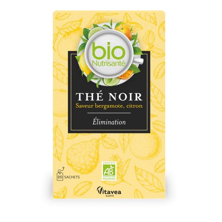 Nutrisant&eacute; Th&eacute; noir saveur bergamote citron bio Vitavea - bo&icirc;te de 20 sachets