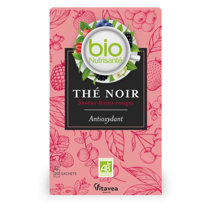 Nutrisant&eacute; Th&eacute; noir saveur fruits rouges bio Vitavea Sant&eacute; - bo&icirc;te de 20 sachets