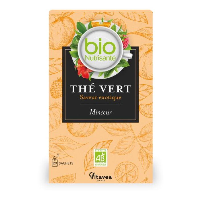Nutrisant&eacute; Th&eacute; vert saveur exotique bio Vitavea - bo&icirc;te de 20 sachets