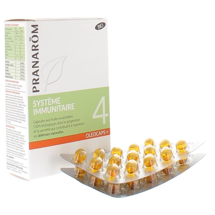 Oleocaps+ 4 Syst&egrave;me Immunitaire bio Pranar&ocirc;m - Bo&icirc;te de 30 capsules