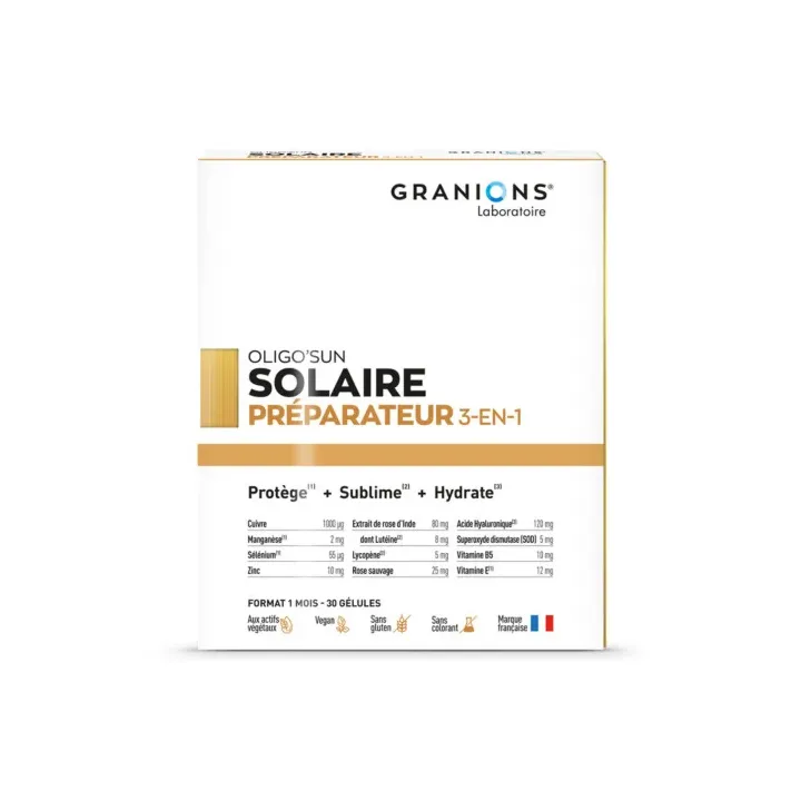 Oligo'sun solaire pr&eacute;parateur 3-en-1 Granions - boite de 30 g&eacute;lules