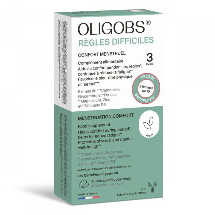 Oligobs r&egrave;gles difficiles CCD - bo&icirc;te de 45 comprim&eacute;s