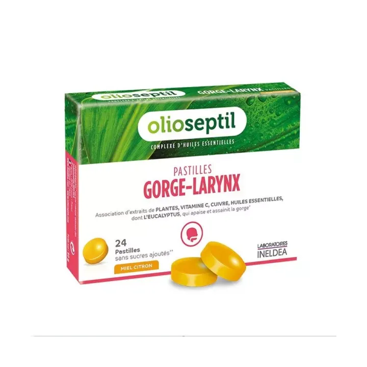 Olioseptil Pastilles gorge larynx miel citron - bo&icirc;te de 24 pastilles