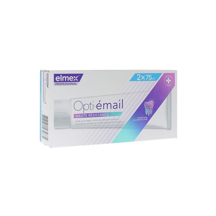 Opti-&eacute;mail Dentifrice haute r&eacute;sistance Elmex - lot de 2 tubes de 75 ml