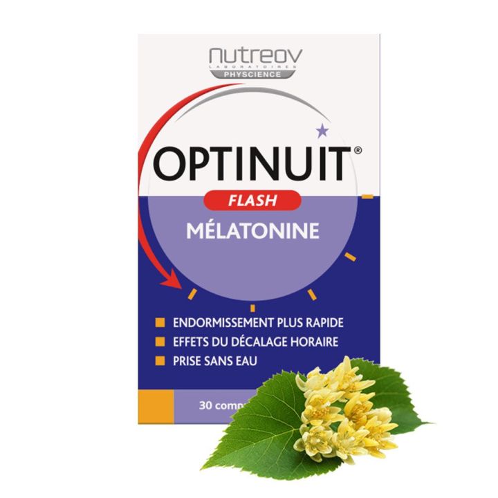 Optinuit flash m&eacute;latonine Nutreov - bo&icirc;te de 30 comprim&eacute;s oridispersibles