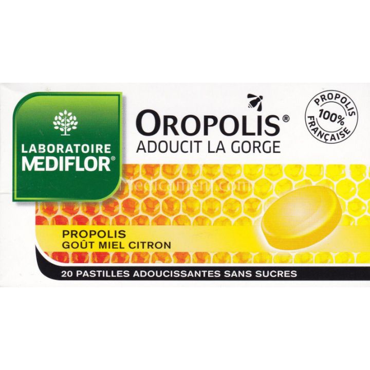 Oropolis coeur liquide go&ucirc;t miel citron sans sucres Mediflor - bo&icirc;te de 20 pastilles