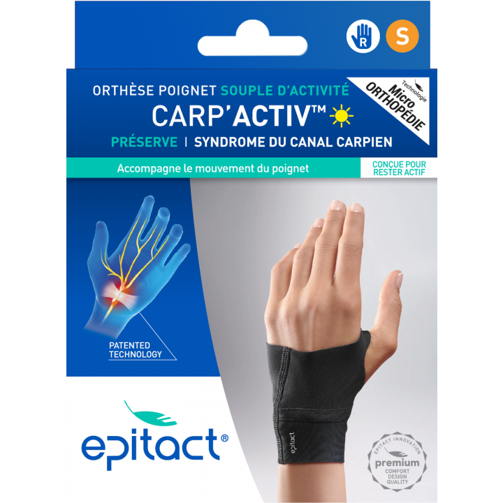 Carp'Activ Orth&egrave;se poignet souple d'activit&eacute; main droite taille S Epitact - 1 orth&egrave;se