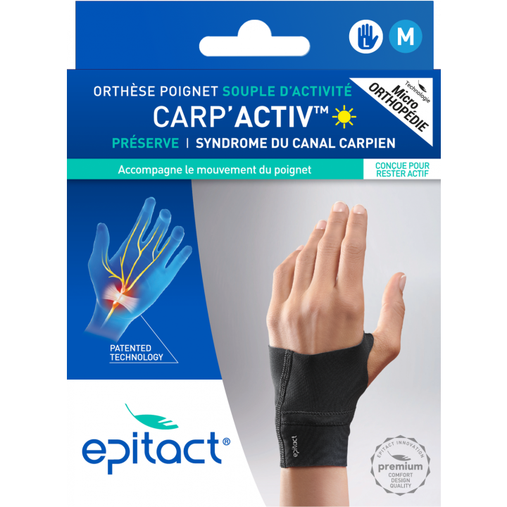Carp'Activ Orth&egrave;se poignet souple d'activit&eacute; main gauche taille M Epitact - 1 orth&egrave;se