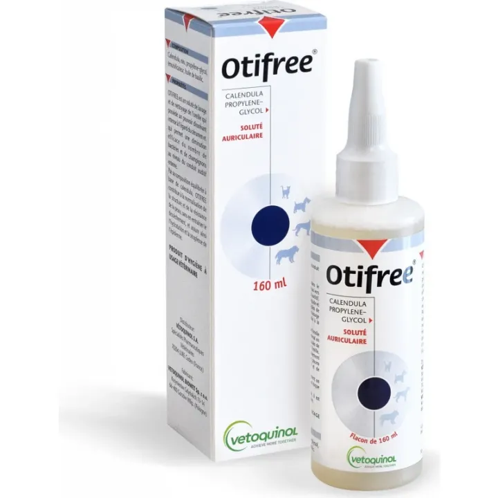 Otifree solut&eacute; oriculaire pour les chiens et les chats Vetoquinol - flacon de 160ml