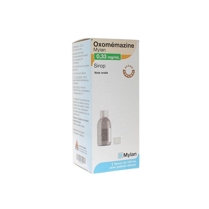 Oxom&eacute;mazine 0,33 mg/ml sirop Mylan - un flacon doseur de 150 ml avec gobelet doseur