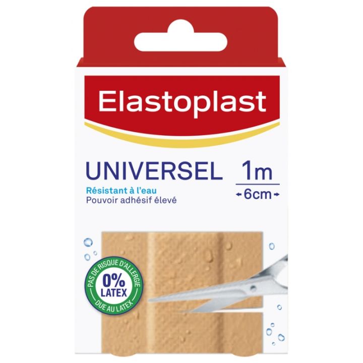 Pansement Universel r&eacute;sistant &agrave; l'eau Elastoplast - bo&icirc;te de 10 pansements 1m x 6cm