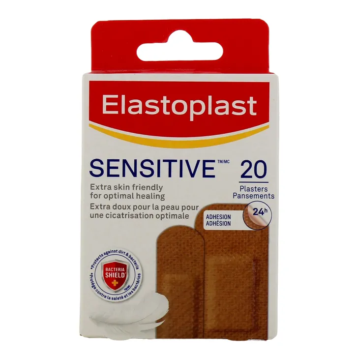 Pansements peaux m&eacute;tisses sensibles Elastoplast - bo&icirc;te de 20 pansements