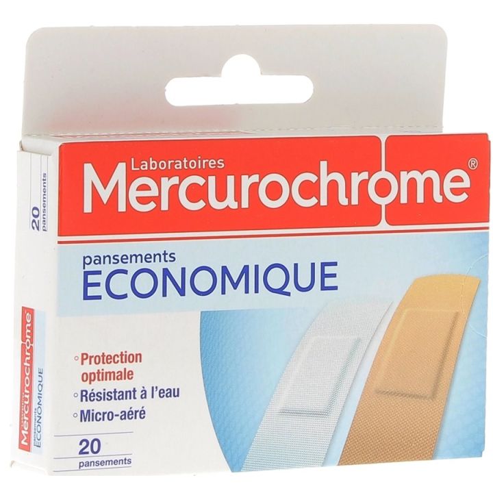 Pansements &eacute;conomique Mercurochrome - Boite de 20 pansements