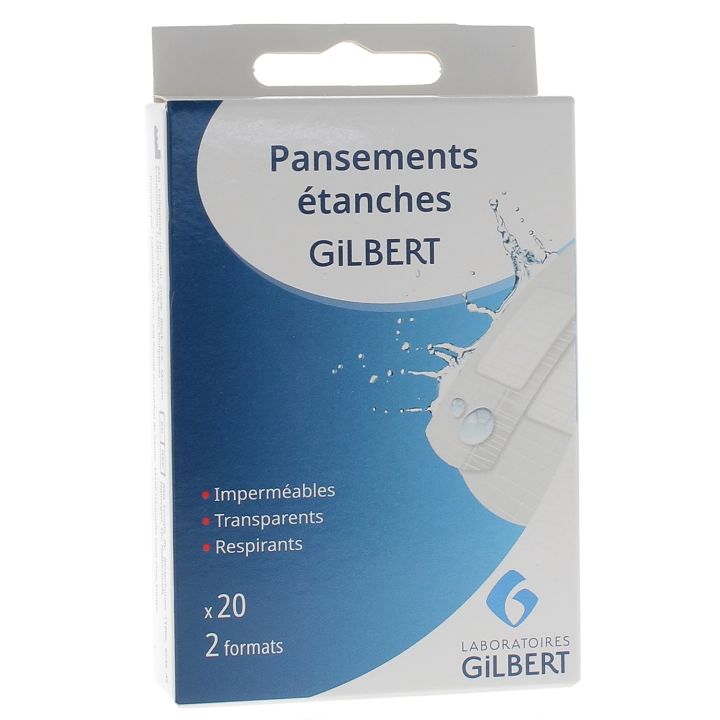 Pansements &eacute;tanches Gilbert - 20 pansements de 2 formats