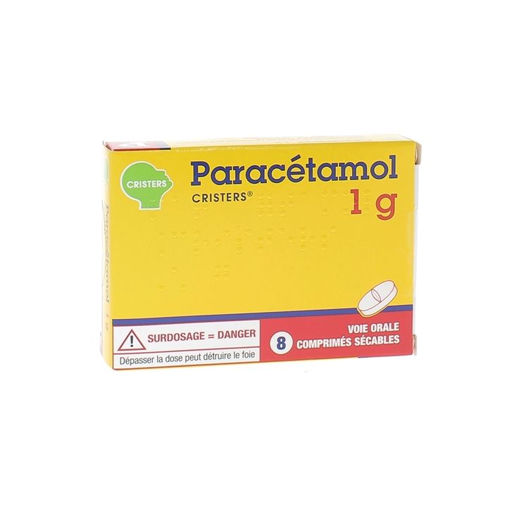 Parac&eacute;tamol 1g Cristers - bo&icirc;te de 8 comprim&eacute;s s&eacute;cables