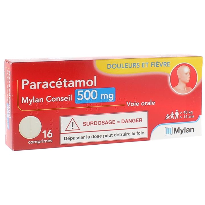 Parac&eacute;tamol Mylan Conseil 500 mg - 16 comprim&eacute;s